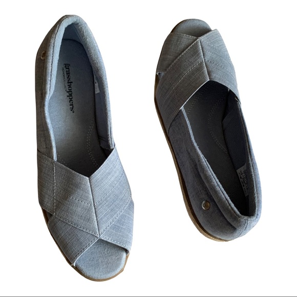 Grasshopper Women’s  Blue Denim Peach Open Toe Canvas Flat , Size 8 - Picture 9 of 15